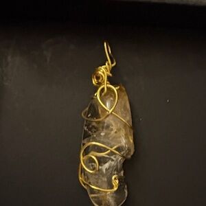 Artisan Gold Wire Wrapped Golden Healer Crystal Pendant